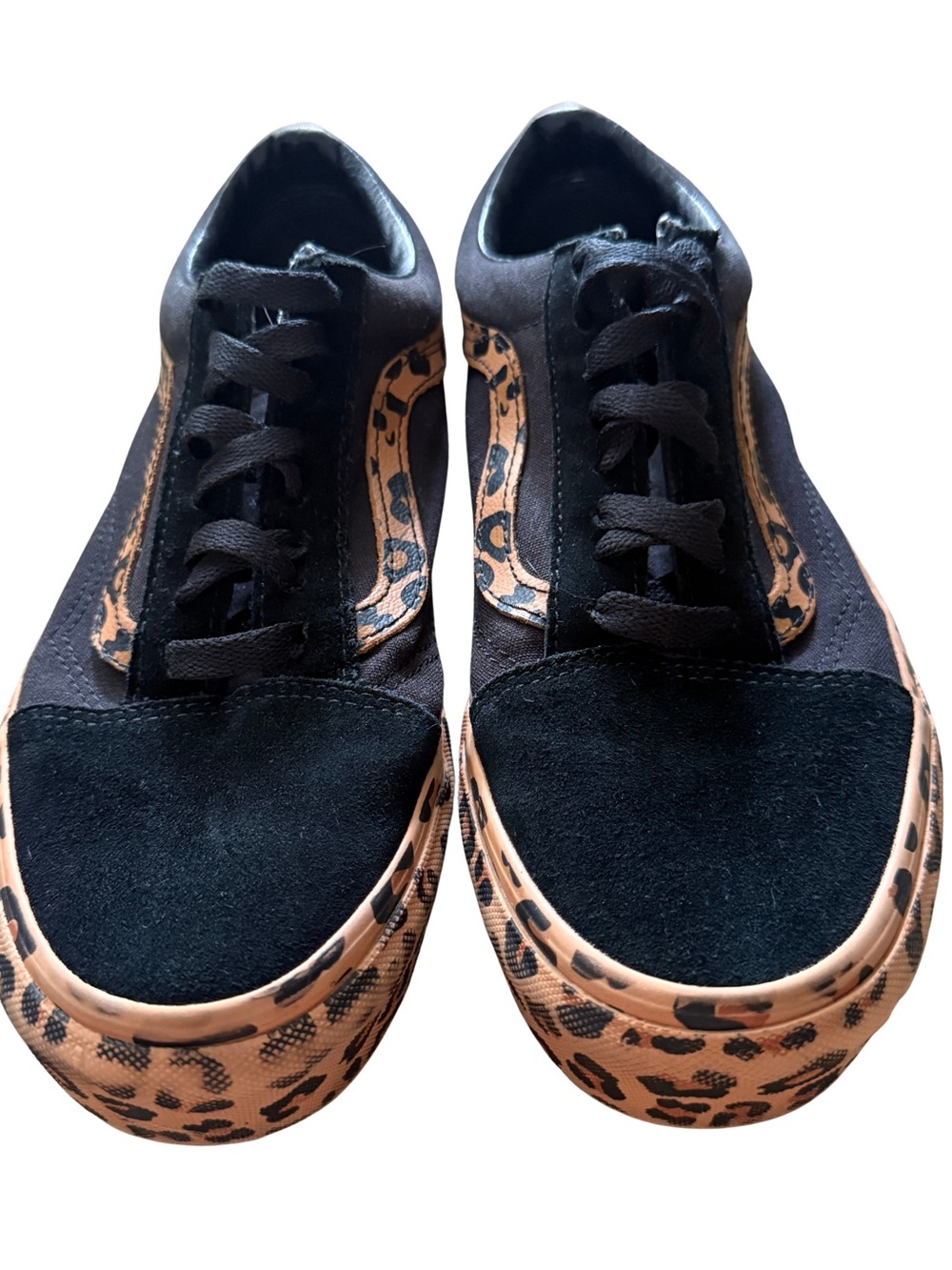 VANS OLD SKOOL PLATFORM LEOPARD PRINT BLACK SUEDE CANVAS SNEAKERS WOMENS SIZE 8 - Picture 6 of 11